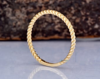 14k Yellow Gold Thin Wedding Band, Minimalist Wedding Ring, Simple Solid Gold Stacking Ring For Her, Gift For Wife