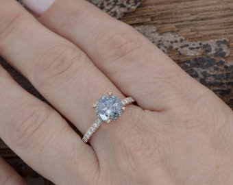 Alternative Engagement Ring, 2 Carat Engagement Ring, Gray Diamond Ring, Art Deco Diamond Jewelry, Pave Diamond Engagement Ring, Brilliant