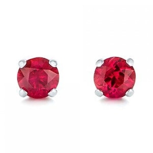14k Solid Gold 0.5 Ct Red Ruby Gemstone Stud Earrings, Elegant & Timeless Jewelry, July Birthstone Gift, Classic Fine Jewelry, Gift For Wife