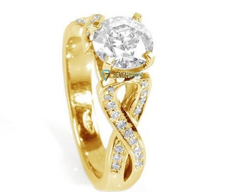 1 Karat Diamant Ring-14K weißer Diamant Ring-Verlobungsring-Keltischer Verlobungsring-Versprechensring-Keltischer Diamantring-Knoten Diamantring