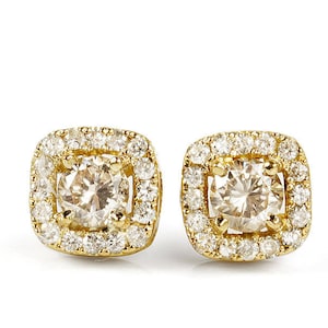 1.2 ct Diamond earrings-Art deco stud earrings-Yellow gold stud earrings-Anniversary gifts-Gift for Her-Birthday gift for her-Holidays gift