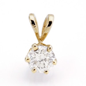 Estate Diamond Pendant, Classic Tiny 14K Solid White Gold or Yellow Gold 0.30 Carat Natural Diamond Pendant, Minimalist Diamond Jewelry
