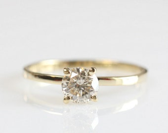 Gold Solitaire Ring-Solitaire diamond ring-Solitaire 4 prong-Solitaire ring 0.40 ct-Dainty Round Cut Solitaire Engagement-Solid gold ring