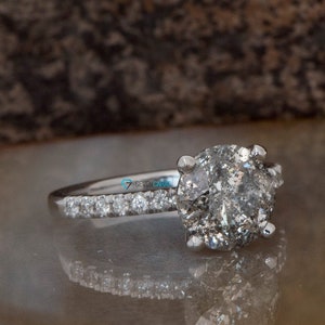 2.45 ct salt & pepper diamond-Salt and Pepper diamond engagement ring-Grey diamond ring engagement-Grey diamond ring-Salt and pepper ring