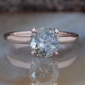 2ct salt & pepper diamond-Salt and Pepper diamond engagement ring-4 prong solitaire ring-2 ct diamond-Salt and pepper ring-Grey diamond ring