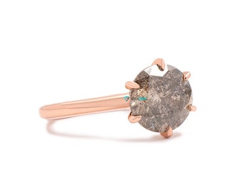 Alternative Engagement Ring, Rose Gold Salt and Pepper Diamond Ring, Art Deco Diamond Jewelry, Minimalist Engagement Ring Salt and Pepper