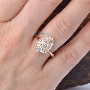 Rose gold engagement ring-1 Carat Diamond vintage ring-Rose gold-Promise ring-Pear shaped diamond engagement ring-Art deco ring-Custom Rings image 5