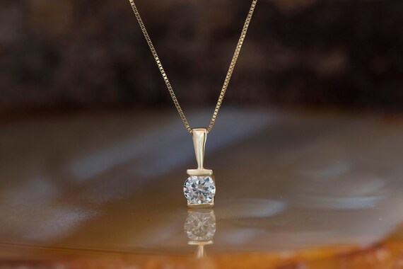 1 2ct Diamond Pendant yellow Gold Pendant 14K Diamond Necklace