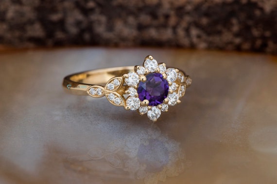 Oval Amethyst Engagement Ring 1/3 ct tw Diamonds 14K Rose Gold | Kay