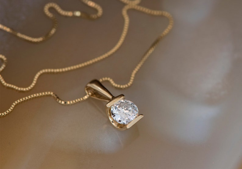 1/2ct Diamond Pendant-Yellow Gold Pendant 14K Diamond necklace-Women Jewelry-Anniversary gift-for her jewelry-Birthday gift-Diamond pendant image 3