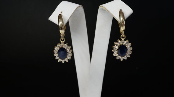 2 Carat Blue Sapphire Earrings-diamond Earrings With | Etsy