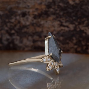 1ct salt & pepper diamond-Salt and Pepper diamond engagement ring-4 prong solitaire ring-Kite ring-Salt and pepper ring-Grey diamond ring image 4