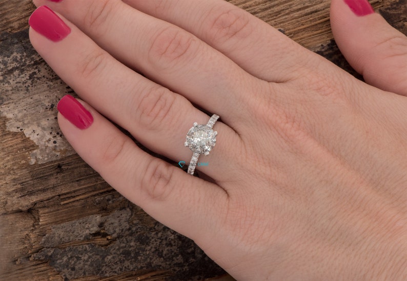 2ct salt & pepper diamond-Salt and Pepper diamond engagement ring-4 prong solitaire ring-2 ct diamond-Salt and pepper ring-Grey diamond ring image 2