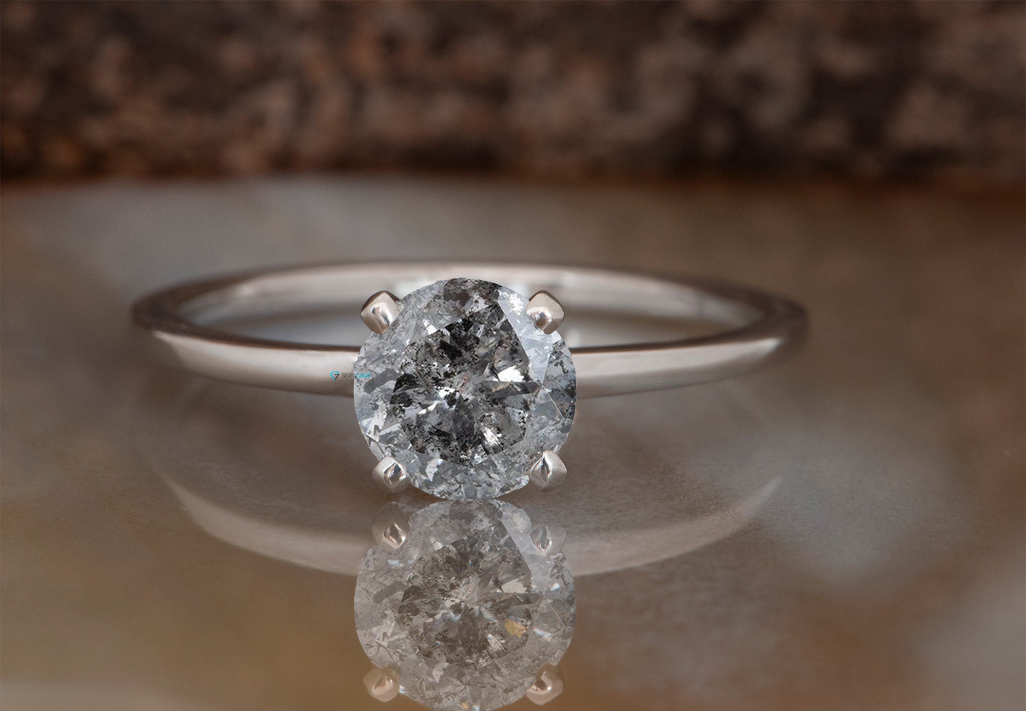 2ct salt & pepper diamondSalt and Pepper diamond engagement Etsy