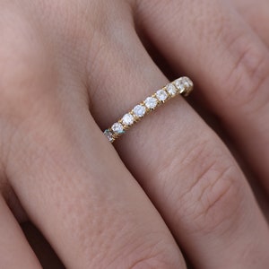 Diamond Eternity Wedding Band-Diamond 1/2 carat wedding band-Wedding band yellow gold Diamond Band-Half eternity Ring-Art deco band ring image 5