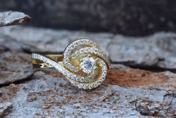 Art Deco Ring diamond Vintage Engagement Ring Gold Ring women