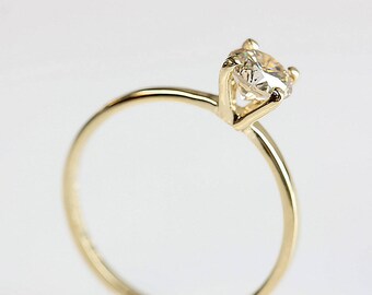 1/2 carat Solitaire Ring-Diamond Engagement Ring-Yellow Gold ring-Promise ring -Solitaire engagement ring-For her-Braided Engagement Ring