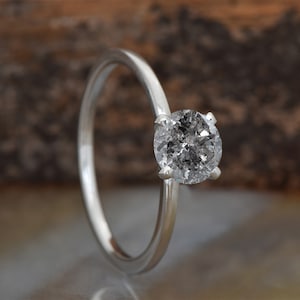2ct salt & pepper diamond-Salt and Pepper diamond engagement ring-4 prong solitaire ring-2 ct diamond-Salt and pepper ring-Grey diamond ring image 7