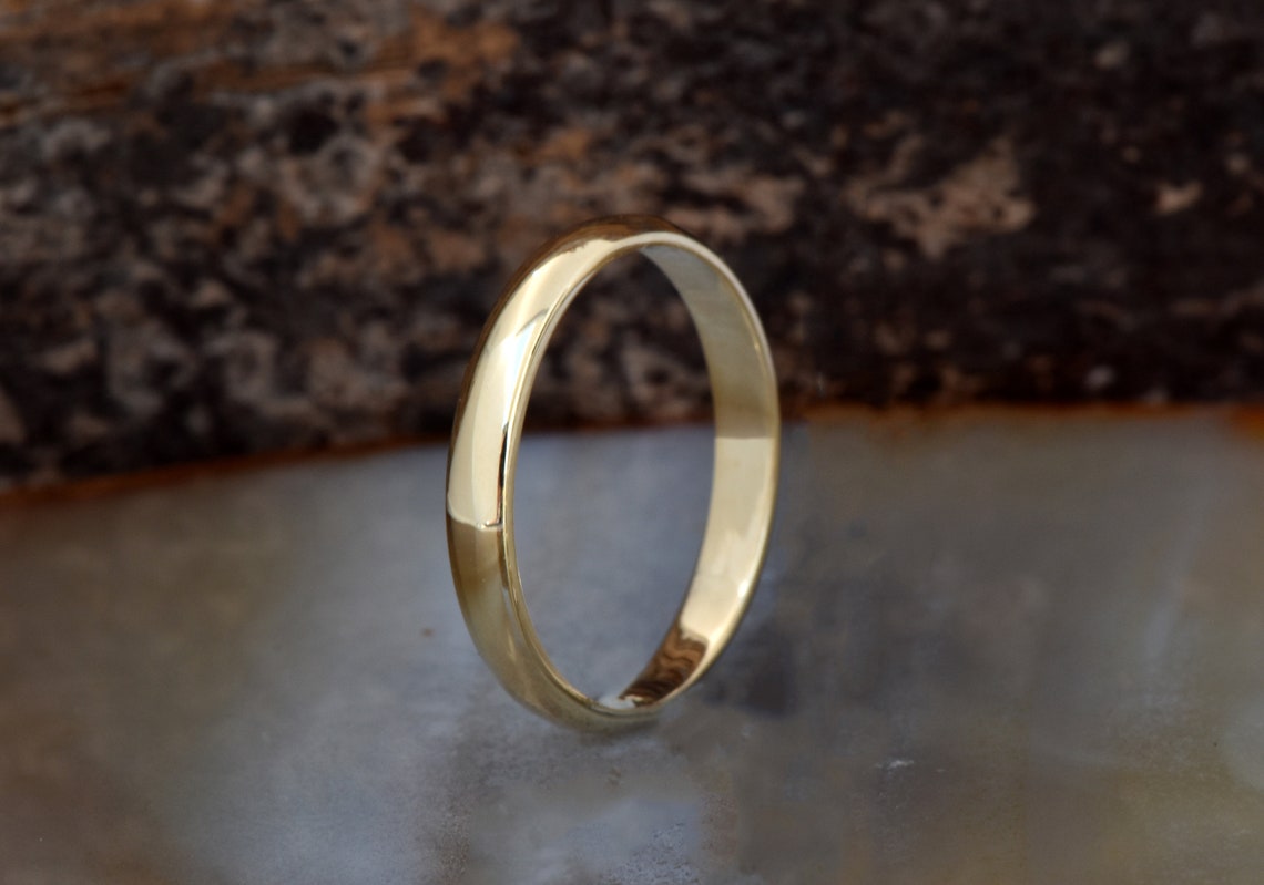 Thin wedding band for her for him Classic band Solid gold