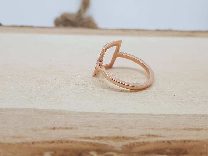 Micro pave band-Art nouveau ring-Diamond Ring- Diamond Oval Ring-14k rose gold ring- Fashion jewelry- Gold Statement Ring-Minimalist ring image 9