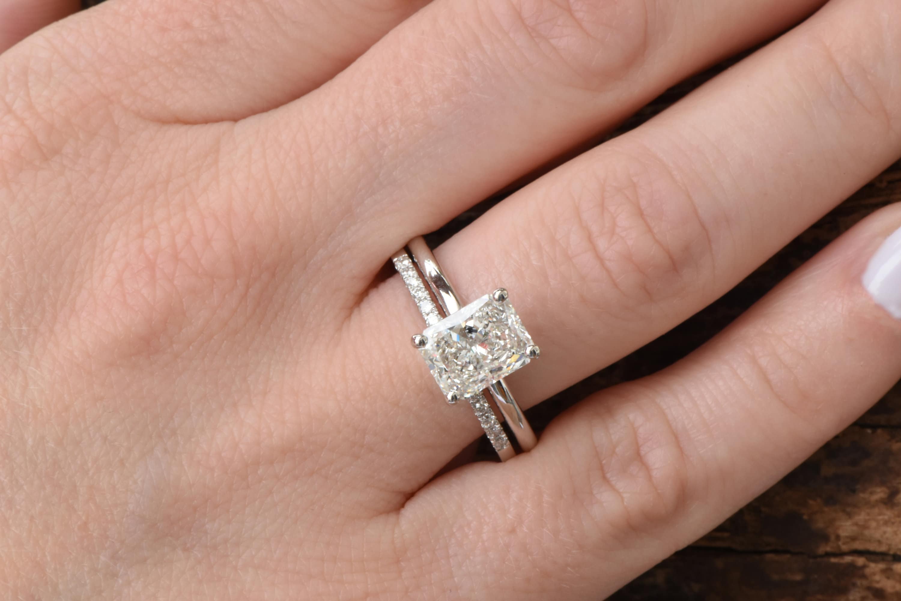 Emerald Cut Wedding Set-bridal Set Rings White Gold-2 Carat