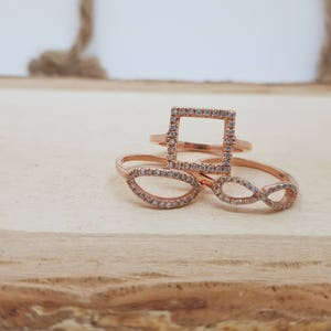 Art nouveau ring-Diamond Ring Diamond Oval Ring-14k rose gold ring Fashion jewelry Gold Statement Ring-Minimalist ring-Micro pave band image 9