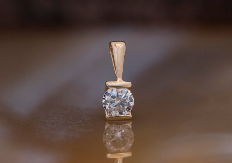 1/2ct Diamond Pendant-Yellow Gold Pendant 14K Diamond necklace-Women Jewelry-Anniversary gift-for her jewelry-Birthday gift-Diamond pendant image 2