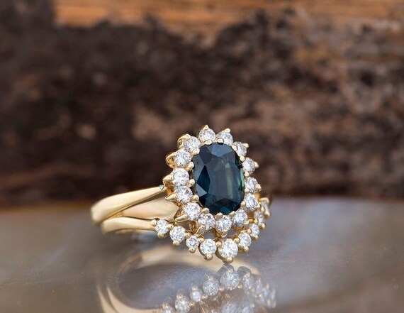 Sapphire and diamond bridal set deals