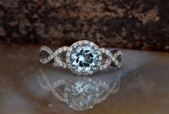 Aquamarine Diamond Engagement Ring-knot Ring celtic Diamond - Etsy Canada