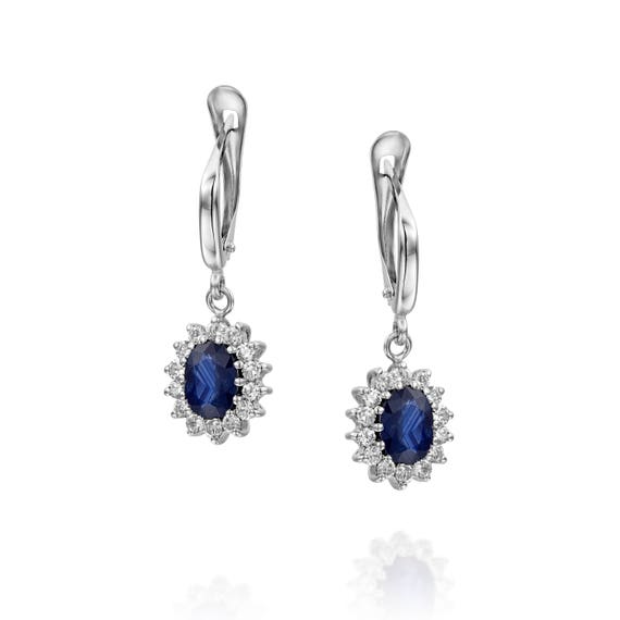 Sapphire diamond cheap drop earrings