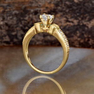 Nachlass Verlobungsring-Art-Deco-Verlobungsring-1/2 Karat Versprechen Ring-Solid Goldring-Brautring-Gold Solitärring-Herz-Diamantring Bild 6