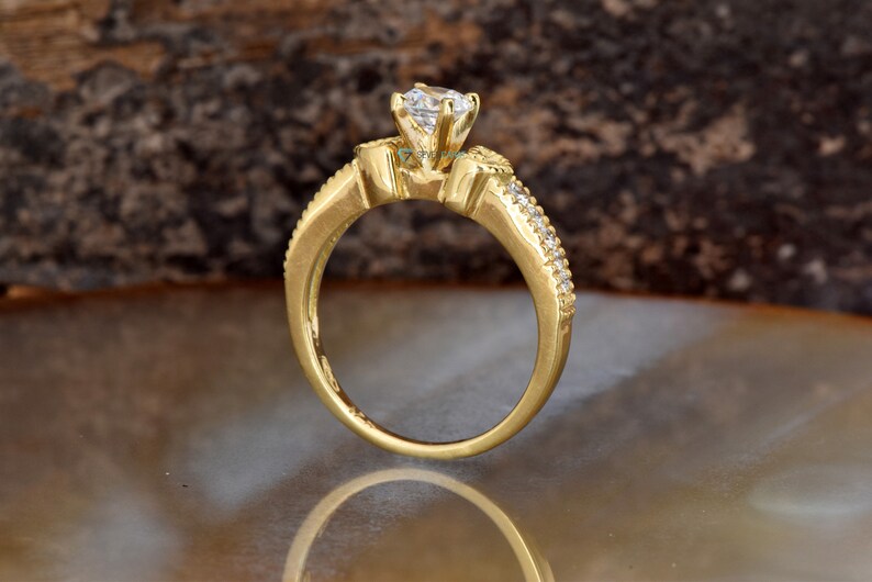 Nachlass Verlobungsring-Art-Deco-Verlobungsring-1/2 Karat Versprechen Ring-Solid Goldring-Brautring-Gold Solitärring-Herz-Diamantring Bild 6