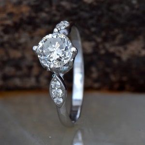 1 ct Diamond Engagement Ring-White Gold Ring-Cluster engagement ring-Promise ring-Bridal ring-Art deco engagement ring-Solid gold ring image 7