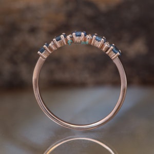 Sapphire wedding band-Blue sapphire engagement ring-Blue sapphire band-Rose Gold Ring-Sapphire ring-Anniversary ring-Matching rings image 5