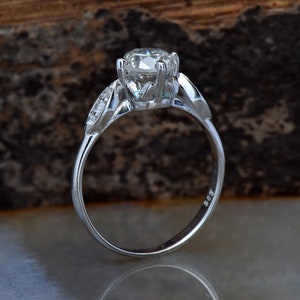 1 ct Diamond Engagement Ring-White Gold Ring-Cluster engagement ring-Promise ring-Bridal ring-Art deco engagement ring-Solid gold ring image 5