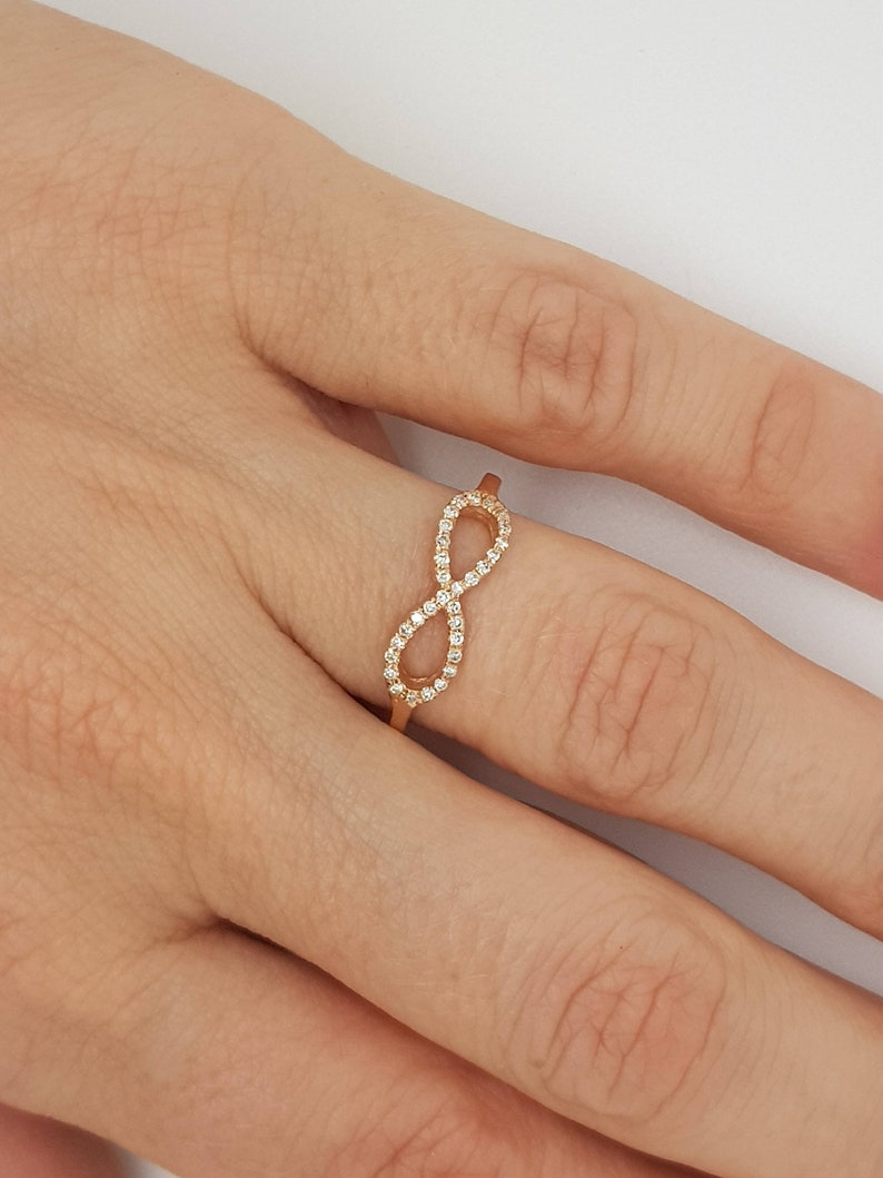 Art nouveau ring-Diamond Ring Diamond Infinity Ring-rose gold ring Fashion jewelry-Gold Statement Ring-Minimalist ring-Micro pave band image 2