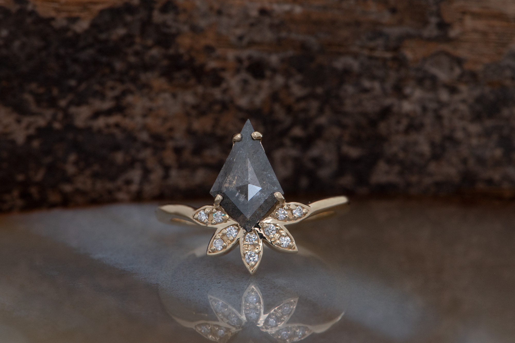 1ct salt & pepper diamondSalt and Pepper diamond engagement Etsy