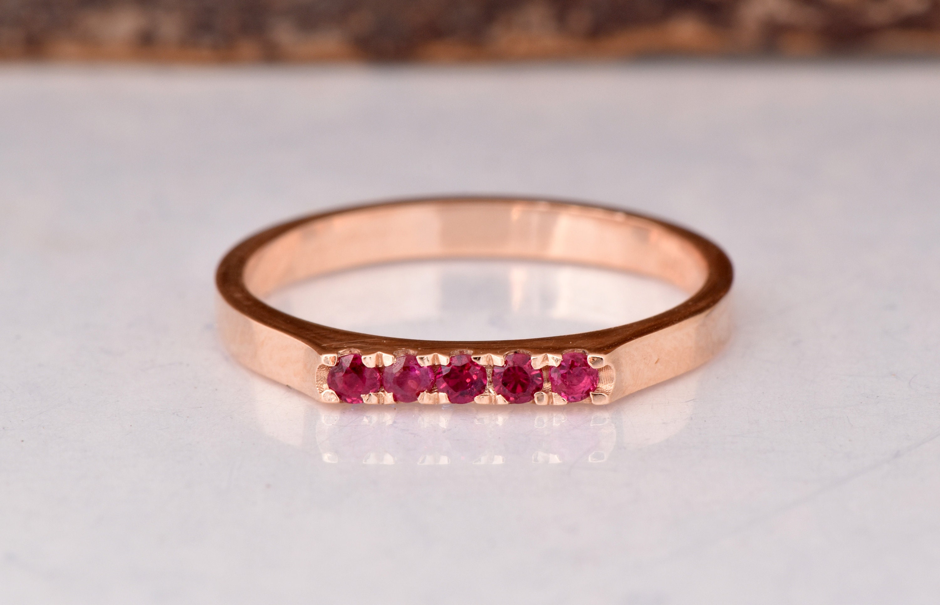 Ruby rose gold ring-Ruby Eternity Wedding Band-Ruby stackable | Etsy