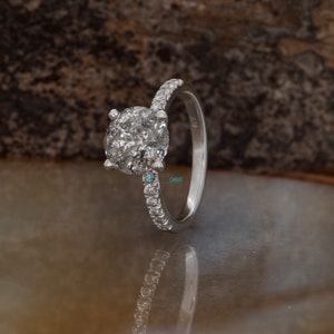2ct salt & pepper diamond-Salt and Pepper diamond engagement ring-4 prong solitaire ring-2 ct diamond-Salt and pepper ring-Grey diamond ring image 5