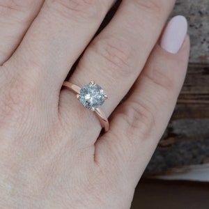 2ct salt & pepper diamond-Salt and Pepper diamond engagement ring-4 prong solitaire ring-2 ct diamond-Salt and pepper ring-Grey diamond ring image 9