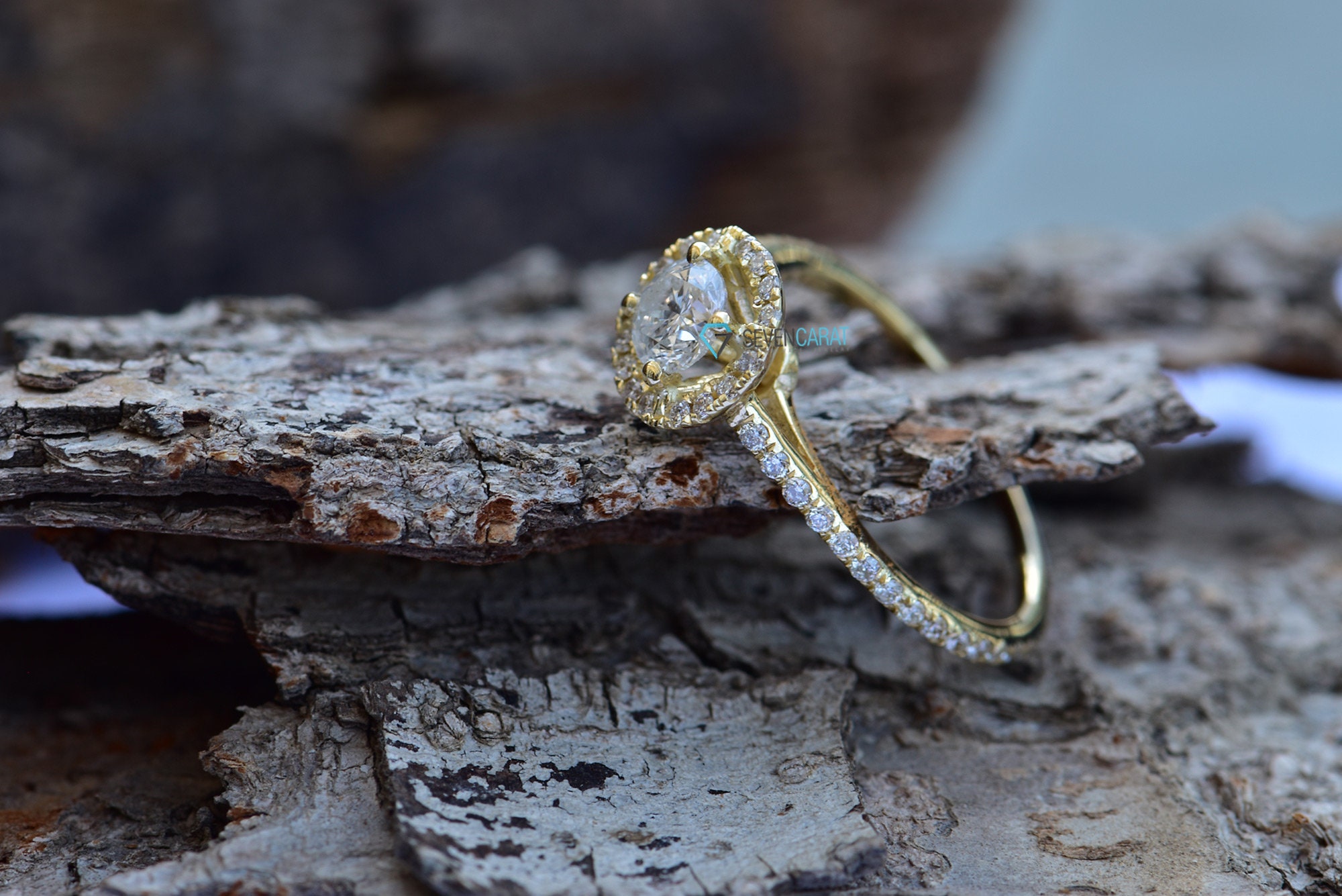 Halo Wedding Ring-diamond Engagement Ring-solid Gold | Etsy