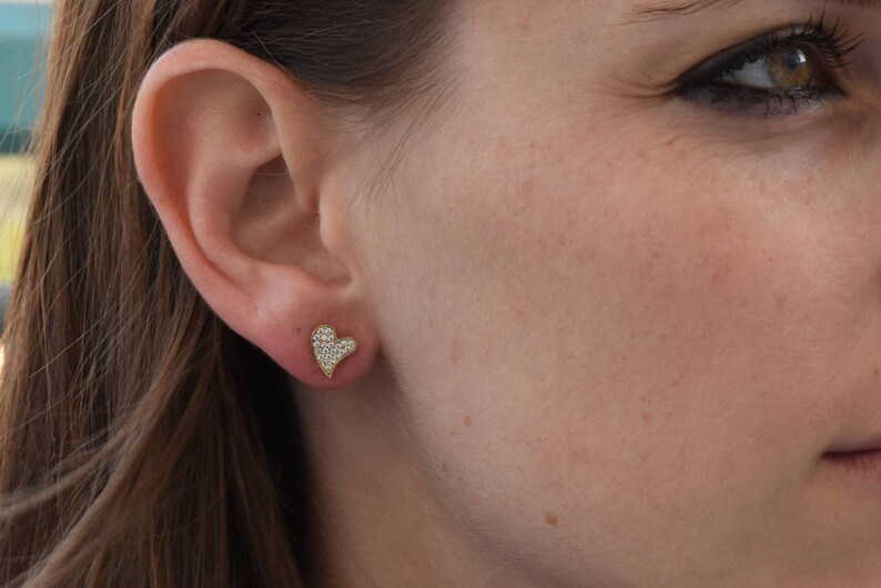 Birthday gift Holidays gifts-Christmas gifts-Tiny Stud Earrings-Gold Zirconia Earrings-White Gold Earrings-Stud Earrings-Women Earrings