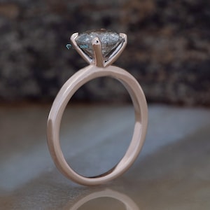 2ct salt & pepper diamond-Salt and Pepper diamond engagement ring-4 prong solitaire ring-2 ct diamond-Salt and pepper ring-Grey diamond ring image 6