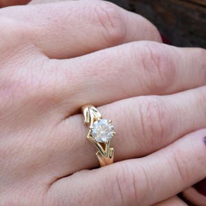 1 carat Diamond Engagement Ring-Solitaire ring-Gold ring Art deco engagement ring-Promise ring-Bridal ring-Anniversary-Gold Statement Ring image 2