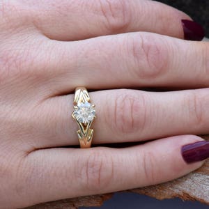 1 carat Diamond Engagement Ring-Solitaire ring-Gold ring Art deco engagement ring-Promise ring-Bridal ring-Anniversary-Gold Statement Ring image 1