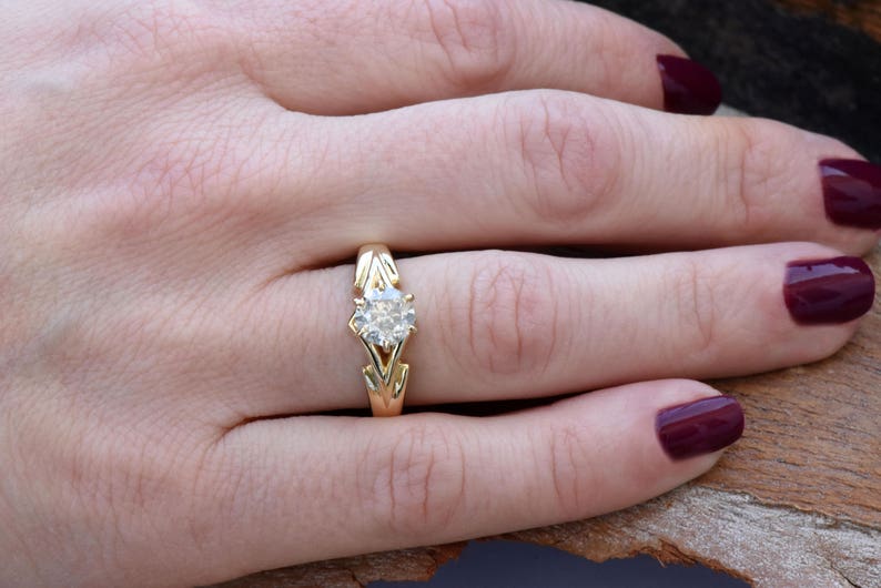 1 carat Diamond Engagement Ring-Solitaire ring-Gold ring Art deco engagement ring-Promise ring-Bridal ring-Anniversary-Gold Statement Ring image 1