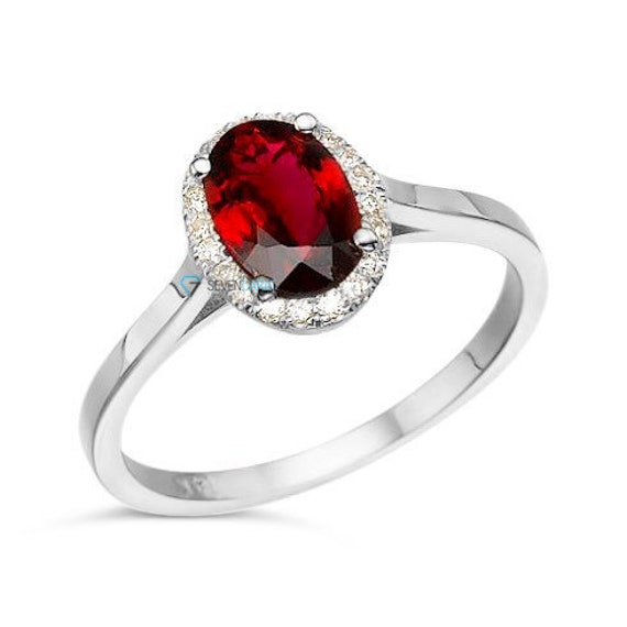 Turmalin Diamant Verlobungsring Weissgold Ring Rote Etsy