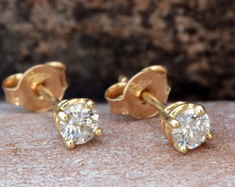 0.30 ct Diamond stud Earrings-Gold earrings-Solid gold earrings-Gold stud earrings-Gold earrings men-Diamond earrings-Unisex Earrings