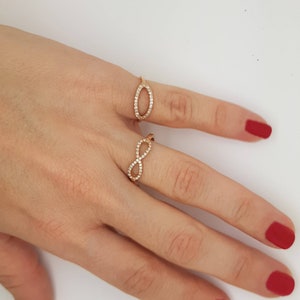 Art nouveau ring-Diamond Ring Diamond Infinity Ring-rose gold ring Fashion jewelry-Gold Statement Ring-Minimalist ring-Micro pave band image 4