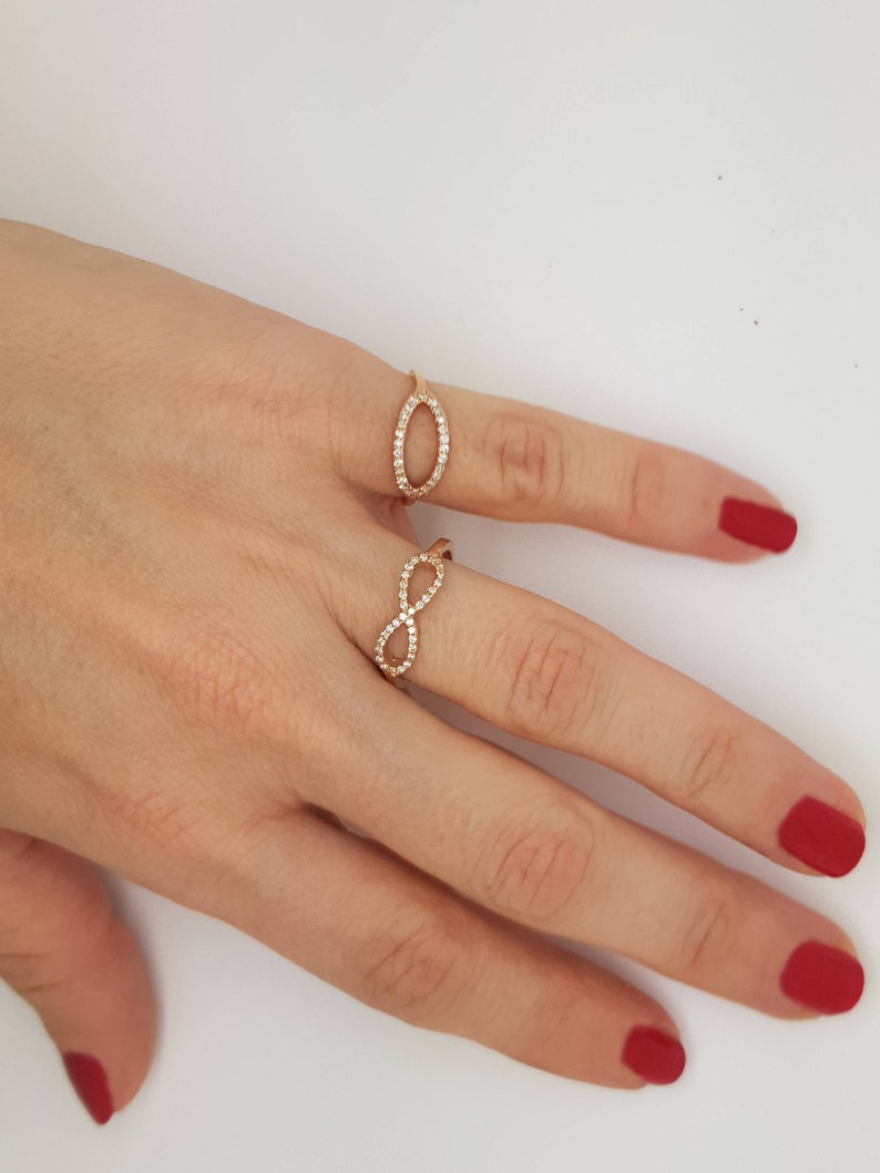 Art nouveau ring-Diamond Ring Diamond Infinity Ring-rose gold ring Fashion jewelry-Gold Statement Ring-Minimalist ring-Micro pave band image 4